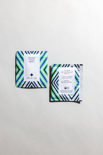 Pacific Coast Mint teabag sachet lifestyle photo – Art of Tea
