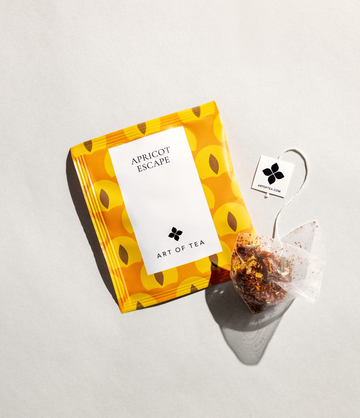 Apricot Escape single eco pyramid teabag sachet – Art of Tea